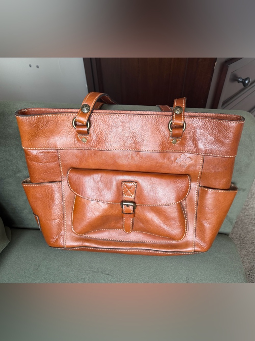Patricia Nash bolsena Leather Tote Bag in Cognac Brown